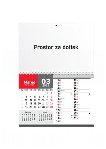 DVODELNI KOLEDAR - RDEČ