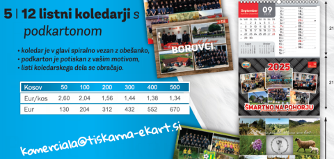 12 listni koledarji s podkartonom